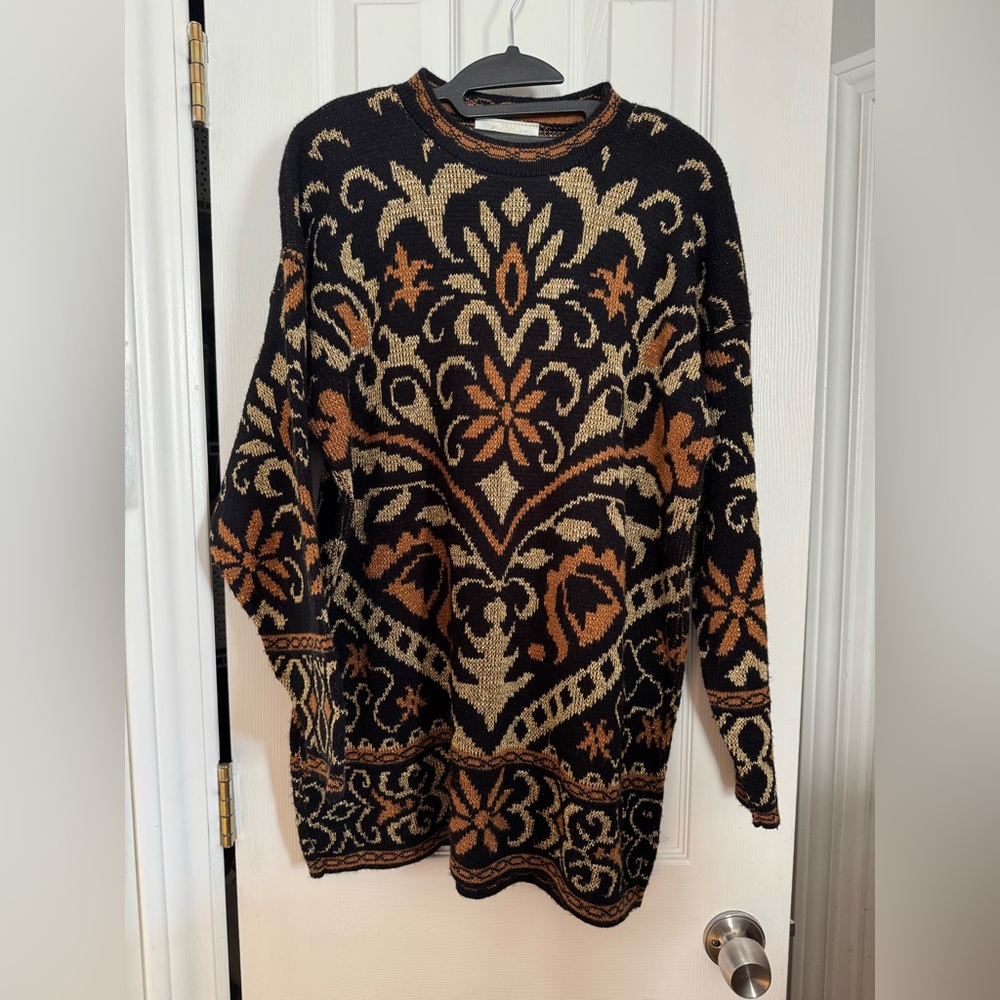 Vintage Gold Glitter Sweater Dress